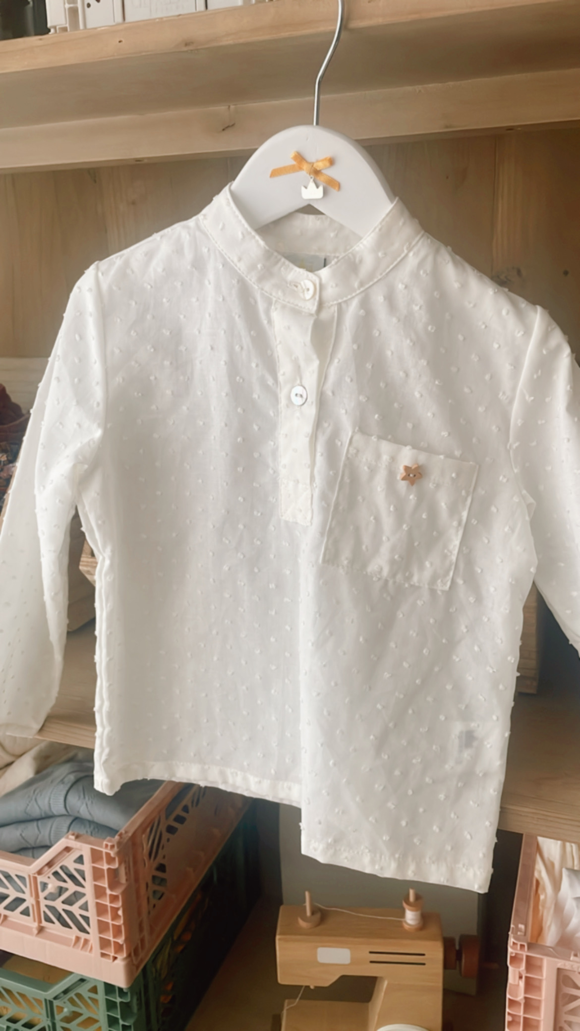 camisa niño plumeti crudo